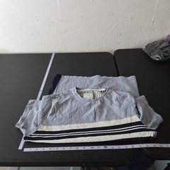 Denim & Flower Mens Blue Striped Short Sleeve Shirt Size Medium Preppy Nautical