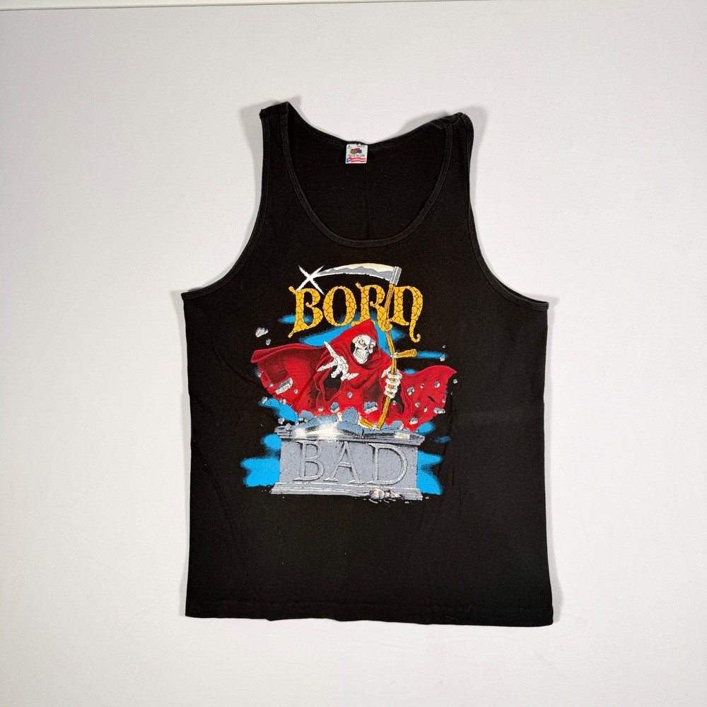 Vintage 80s 90s Born Bad Grim Reaper Rare Shirt Large Black Sleeveless