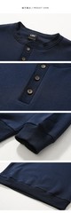 Henry Collar Hoodie Men Fashion Autumn New Loose Pullover Top