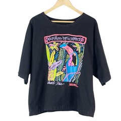Vintage Michael Shea Hawaii Black Neon Graphic Cotton Shirt OSFA Unisex Aloha