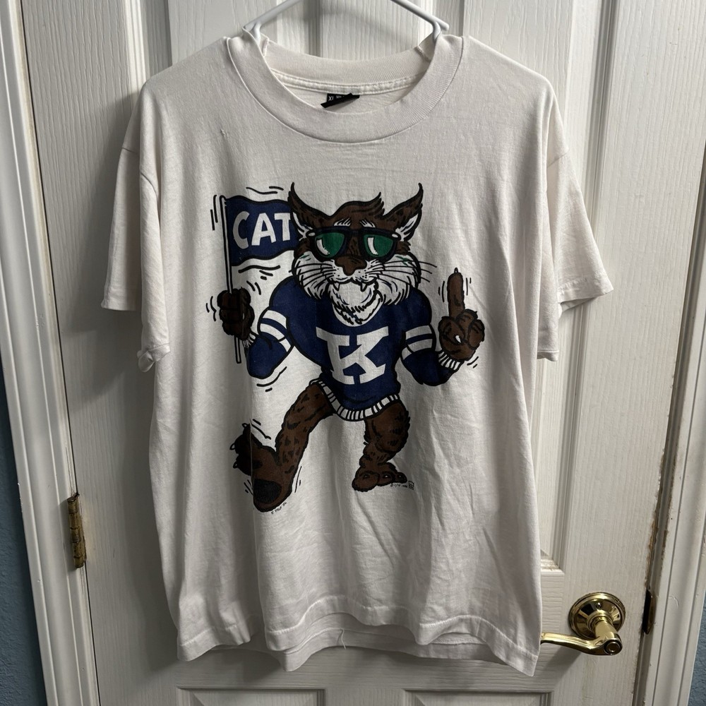 Vintage Kentucky Wildcats Shirt Mens XL 1986 Double Side Graphic 80s Screen Star