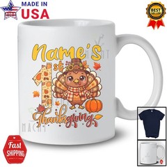 Custom Name 1st Thanksgiving; Birthday Autumn Fall Pumpkin Turkey Family T-Shirt