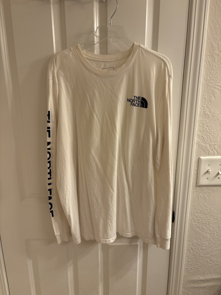 Men’s Northface Long Sleeve T-shirt White Size XL 100% Cotton