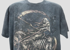 Vtg Skulbone T-Shirt Mens XL Black Horse Mounted Skull Reaper Rock Metal Biker
