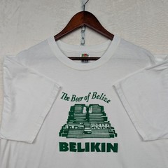 VTG Fruit of the Loom T-Shirt Men’s XL White Belikin Beer Belize Paper Thin Y2K