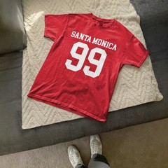 Santa Monica 99 retro vibes red tee vintage aesthetic T-shirt
