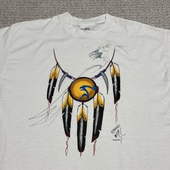 VTG Cal Cru Single Stitch White T Shirt Eagle Grunge Design 80s 90s