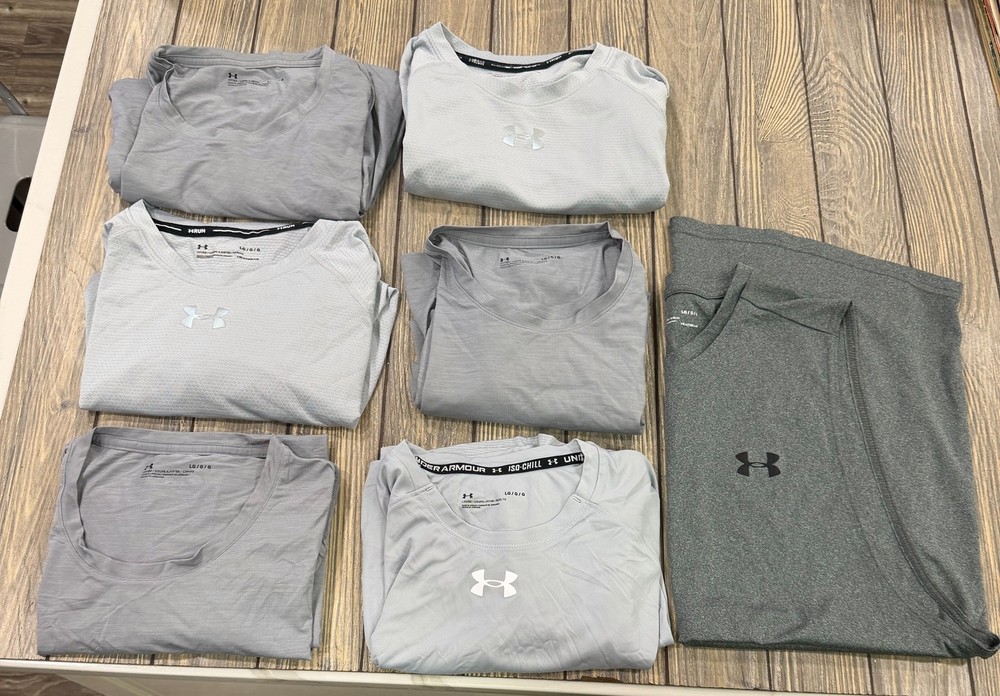 Under Armour Men’s Lot 7 Pack Activewear T-Shirts & Tank Top Gray Size Large