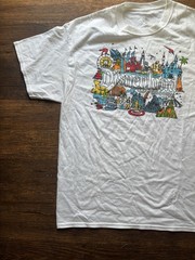 Men’s Disneyland T-Shirt White Spell-Out XL Resort Mickey Rides Tour Rides Vacay
