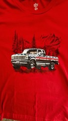 Men’s Short Sleeve T-Shirt Red W/ Patriotic Truck Graphic Size Medium