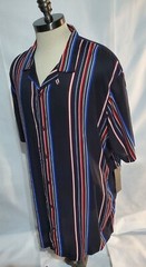 Shaquille XLG Big/Tall Mens Black / Brown Multi Striped SS Button2XLT, 3XLT, 4XL