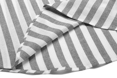 Men’s Cotton Hemp Long Sleeve Casual Beach Henley Shirt(Black White Striped,M)