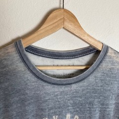 Lucky Brand T-Shirt Mens M Gray Venice Burnout Graphic Tee Good Luck Distressed
