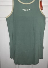 YoungLA TANK TOP 95% Cotton 5% lycra Sage green, cream trim