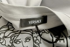Versace Men’s Gray Logo Print Crewneck Short Sleeve T-Shirt US 2XL IT 56