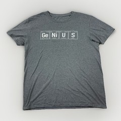 Tee Luv GeNiUS Periodic Table Science Nerd Graphic T Shirt Gray Large