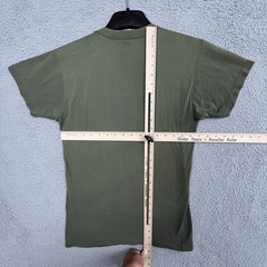 VTG Army Green T Shirt Single Stitch Olive MZRS 16.5” PTP Military Distress 70s