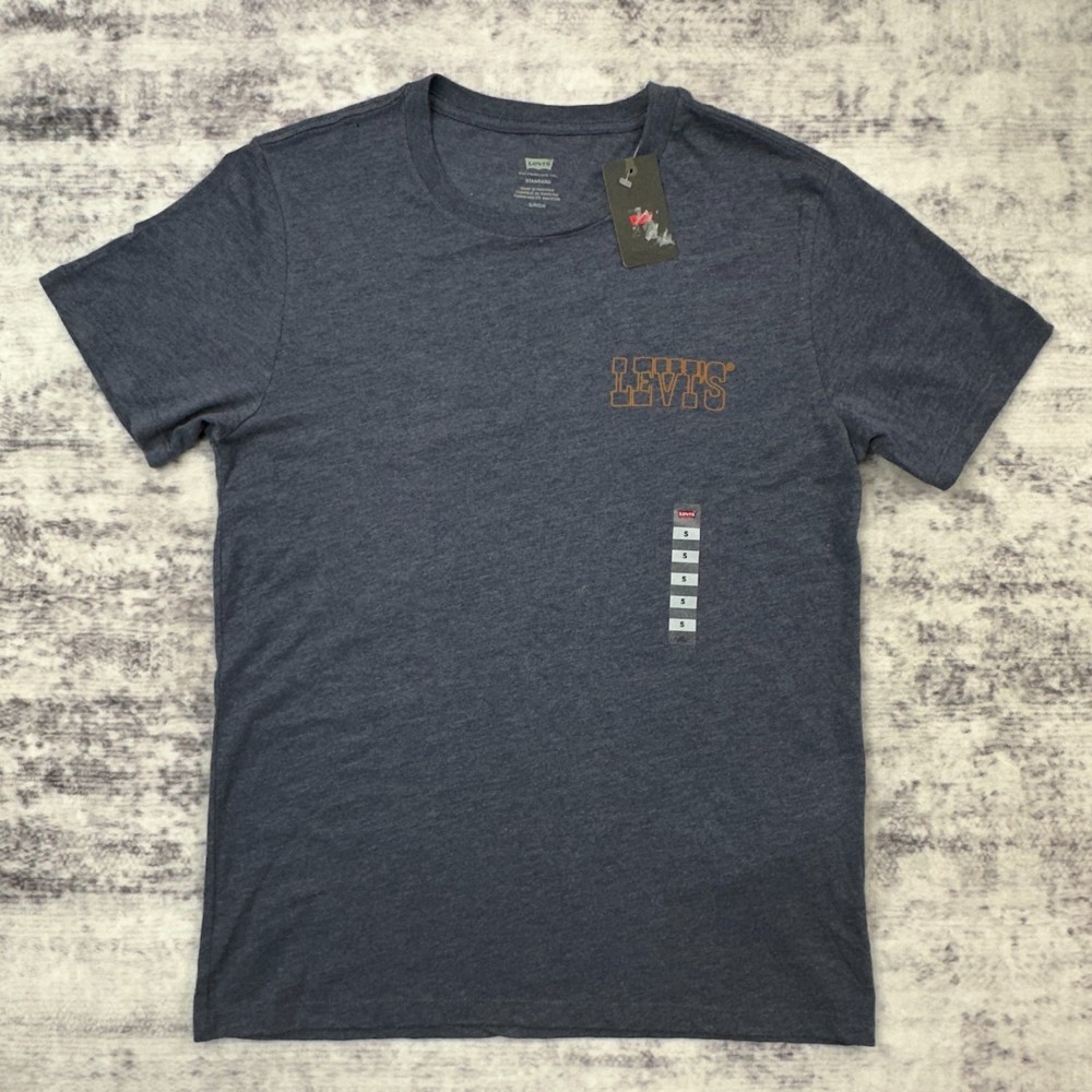 NWT Levi’s Standard Men’s Graphic Tee Small Navy Copper Riveted 1873 MSRP $24.50