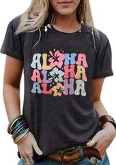 Hawaiian Shirt Women’s Family Vacation Tee Hawaii Trip Summer T-Shirt Grey S