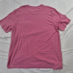 Tommy Bahama Shirt Mens Large Pink Striped Pocket Tee Cotton Casual Crewneck