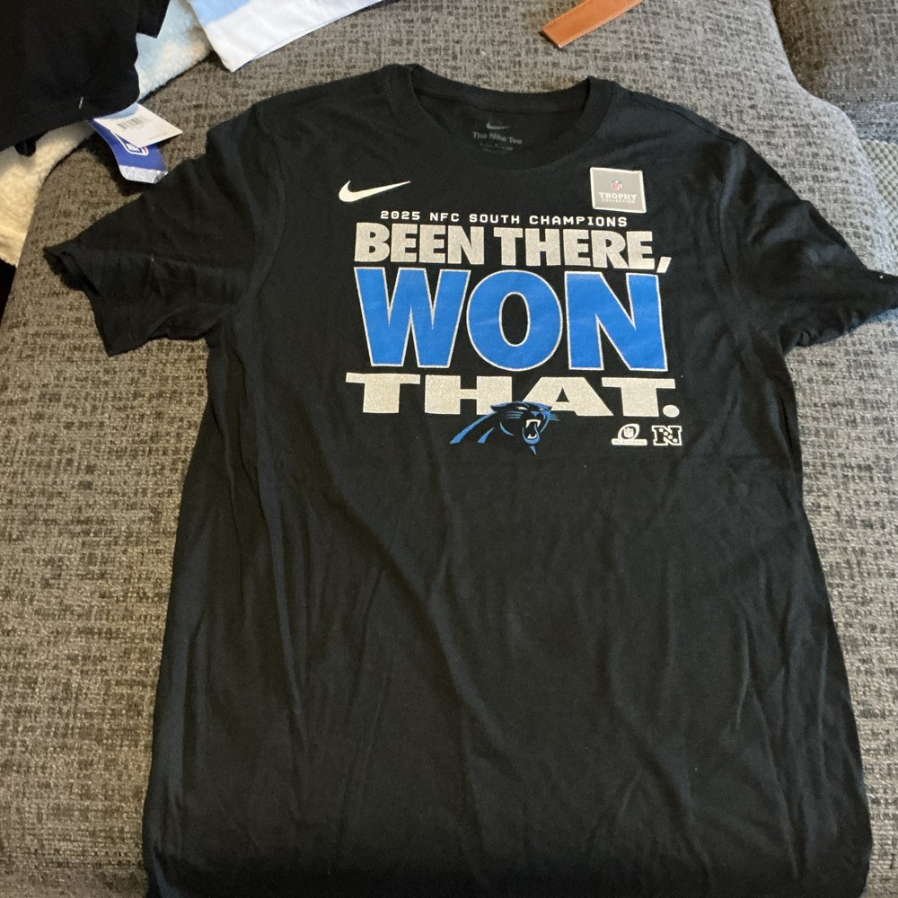 Carolina Panthers Shirt Black NFL Football Nike 2025 NFC Champs Size Small