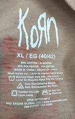 Korn T-Shirt 1995 Tour Graphic Print XL Tan