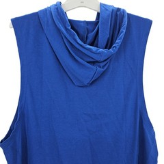 Babioboa Mens size S Basketball Sleeveless Hooded Shirt Drawstring Blue NEW