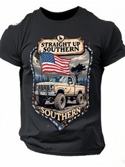 Straight Up Southern T-Shirt – Patriotic Lifted Truck American Flag Graphic Tee