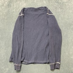 Vans Shirt Mens Medium Navy Blue Waffle-Knit Long Sleeve Round Neck Thermal Tee