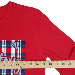 Art History Mens Plaid Spellout Graphic Waffle Knit Long Sleeve Top Red Sz Small