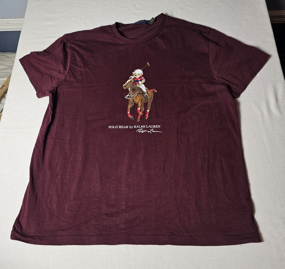 Polo Bear by Ralph Lauren graphic t-shirt Mens Size XL Burgandy