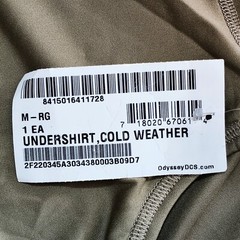 undershirt cold weather M-rg Odyssey Army Military olive drab green