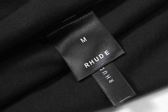 RHUDE slogan logo wheat ear logo retro short sleeved T-shirt black