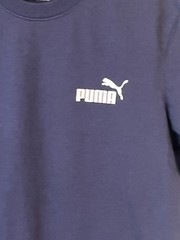 PUMA Essentials T Shirt Mens Size Small Navy Blue White Logo Short Sleeve NWT