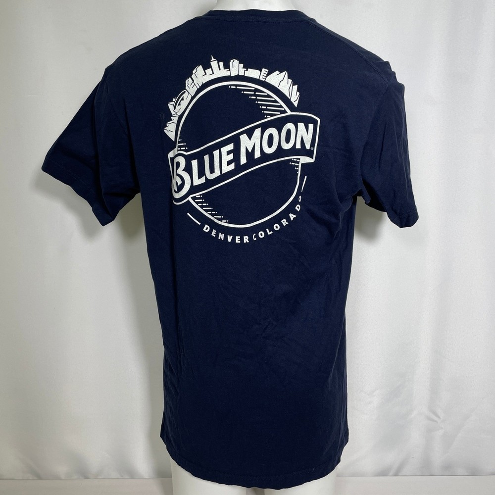 Blue Moon Beer Denver Colorado Tee Luv Navy Blue T-Shirt Men’s LARGE