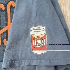 Universal Studios The Simpsons Duff Logo Graphic Blue Cotton Crew T-Shirt XL