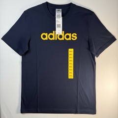 Adidas Mens Short Sleeve Tee Shirt Navy Blue With Yellow Logo Size Small NWT