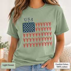 Patriotic Lobster Flag Shirt, Coastal USA Comfort Colors Fourth of July Tee
