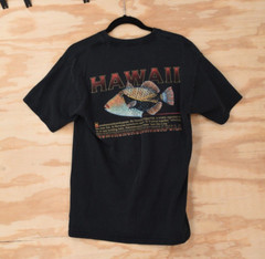 Vintage Hawaii Trigger Fish Black T-Shirt Mens S-M Humuhumunukunukuapuaa