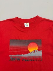 Vintage 80s Cal Cru New Mexico Graphic T Shirt Red Sunset Mountain Large