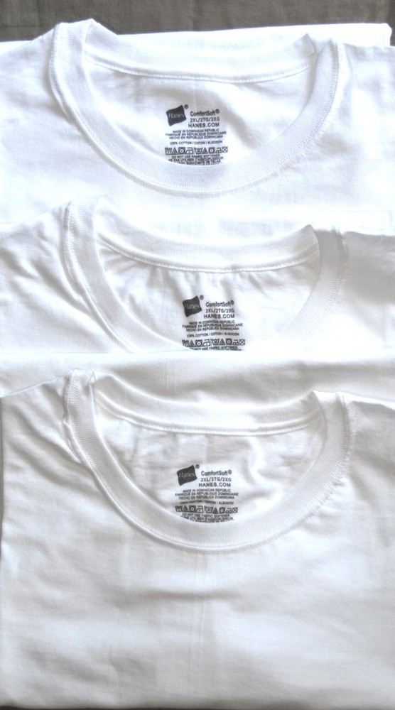 NEW MEN HANES COTTON WHITE COMFORT SOFT SHORT SLEEVE set 3 T-SHIRT 2XL