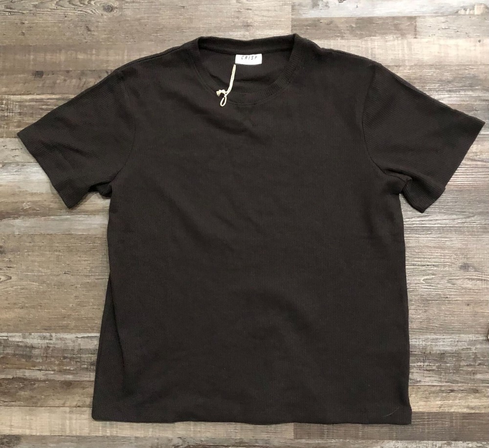 Crisp Mens Medium Brown Short Sleeve Thermal Tee T Shirt New NWOT