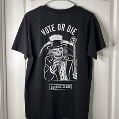 Lurking Class Vote Or Die Skull Graphic T Shirt Black Approx M Bleach Spots