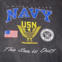 Vintage 90s US NAVY T Shirt Men’s XL Black Faded Single Stitch