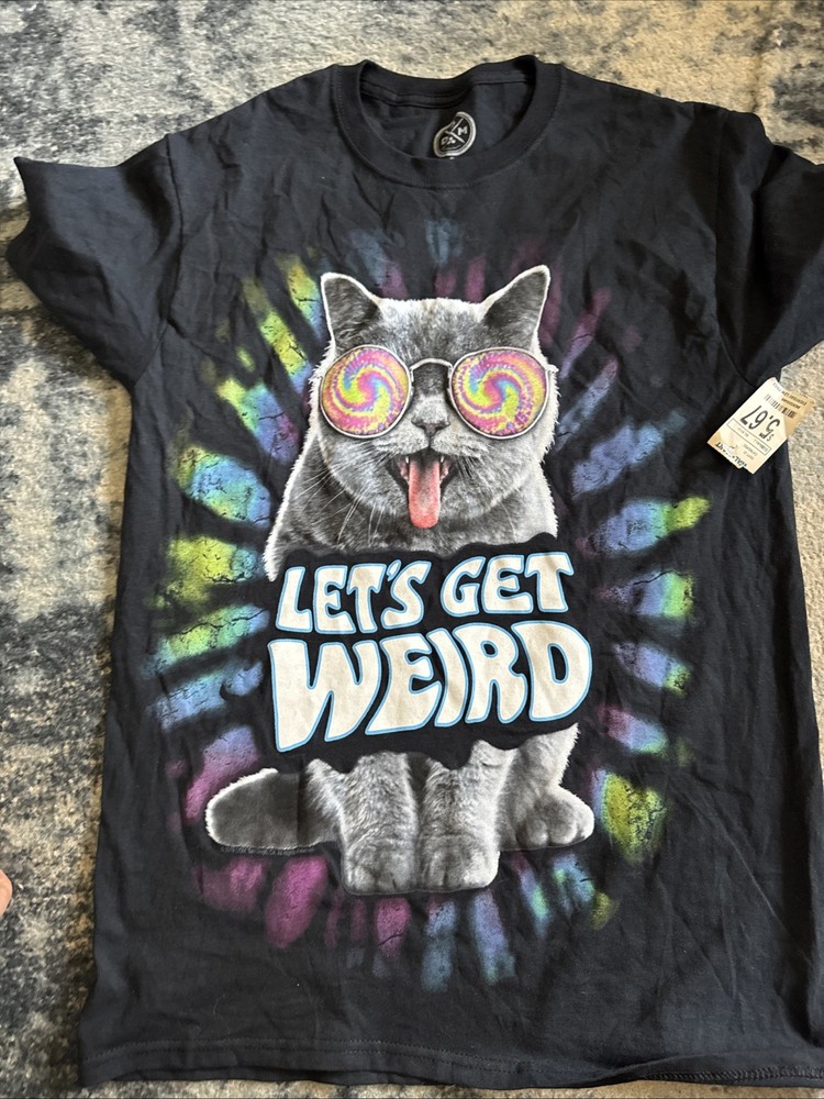 New Mens Lets Get Weird Tshirt Size S(34-36) With Old School Walmart Tag
