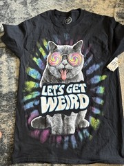 New Mens Lets Get Weird Tshirt Size S(34-36) With Old School Walmart Tag