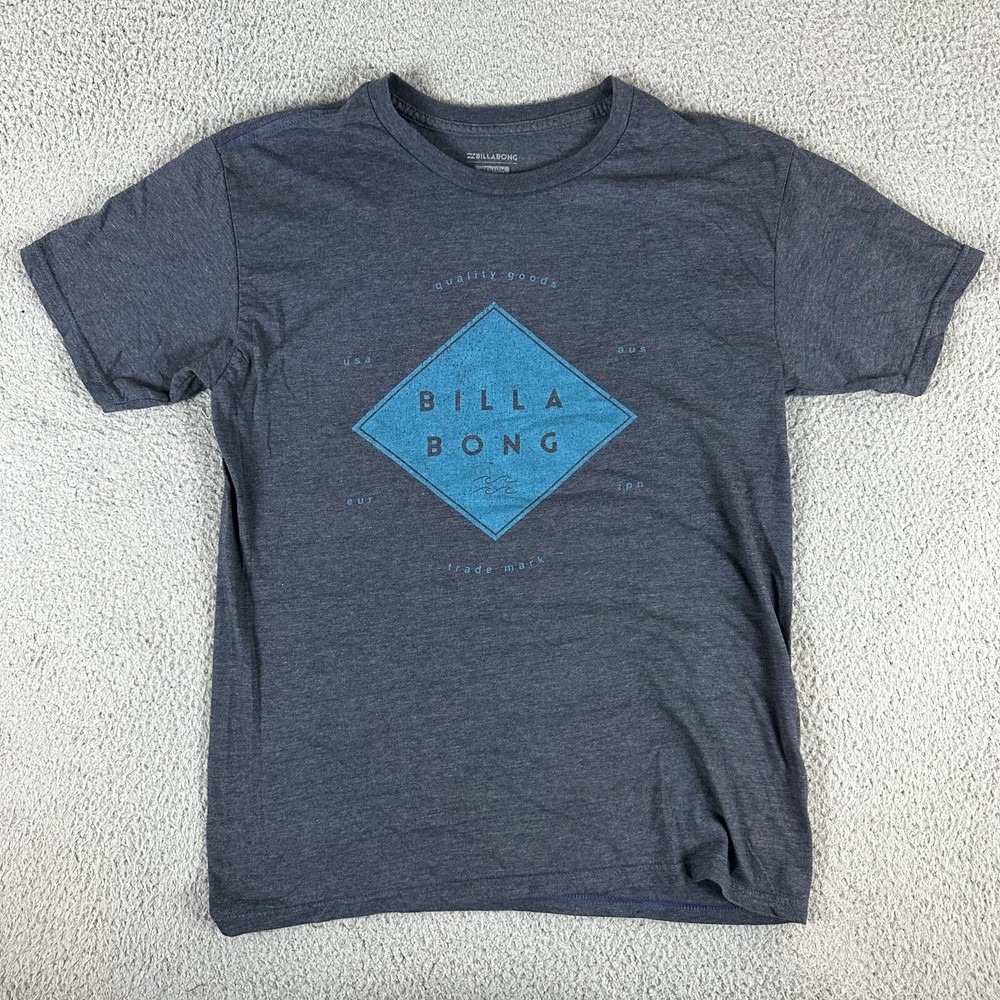Billabong Shirt Men’s M Gray Cotton Crew-Neck Short Sleeve Beach Outdoor