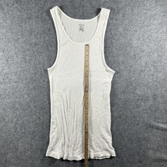 Alfani Ribbed Tank Top Large White Solid Cotton Slim Fit A-Shirt Undershirt