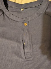Evervibe Men’s 5XL Big & Tall Ribbed Henley Shirts – SS Raglan Tee (Navy Blue)