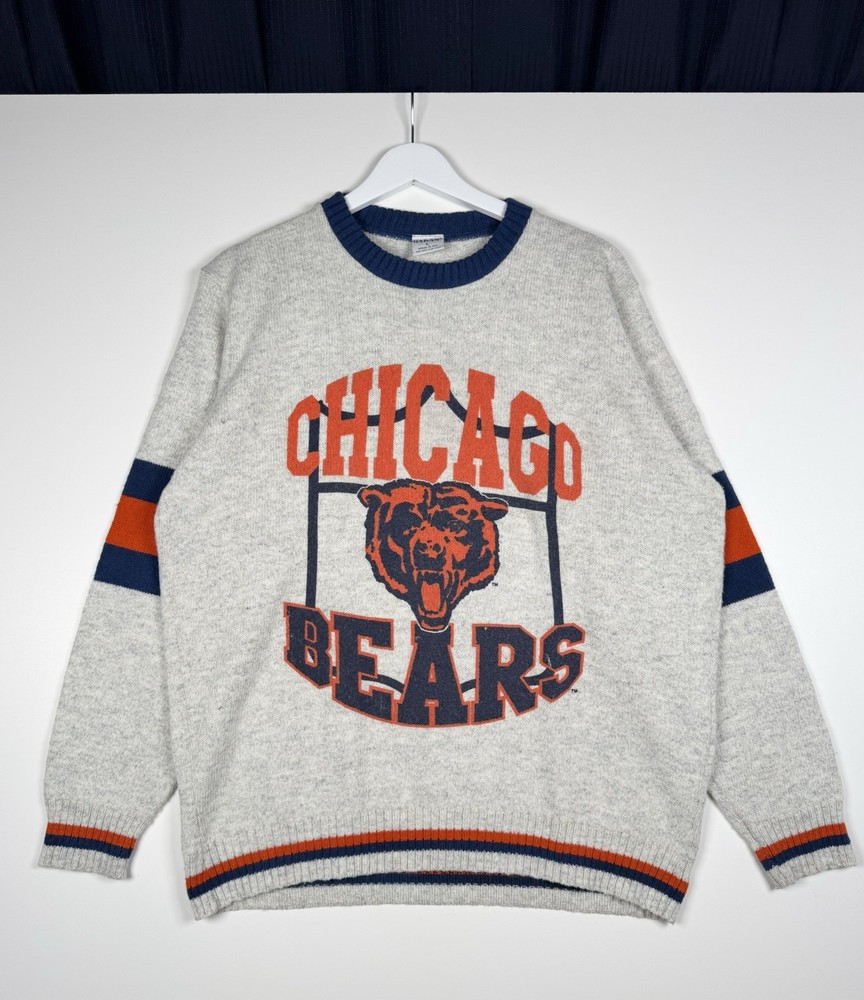 + Vintage 90s CHICAGO BEARS Logo Striped Sweater Knit – GARAN – Large – Acrylic